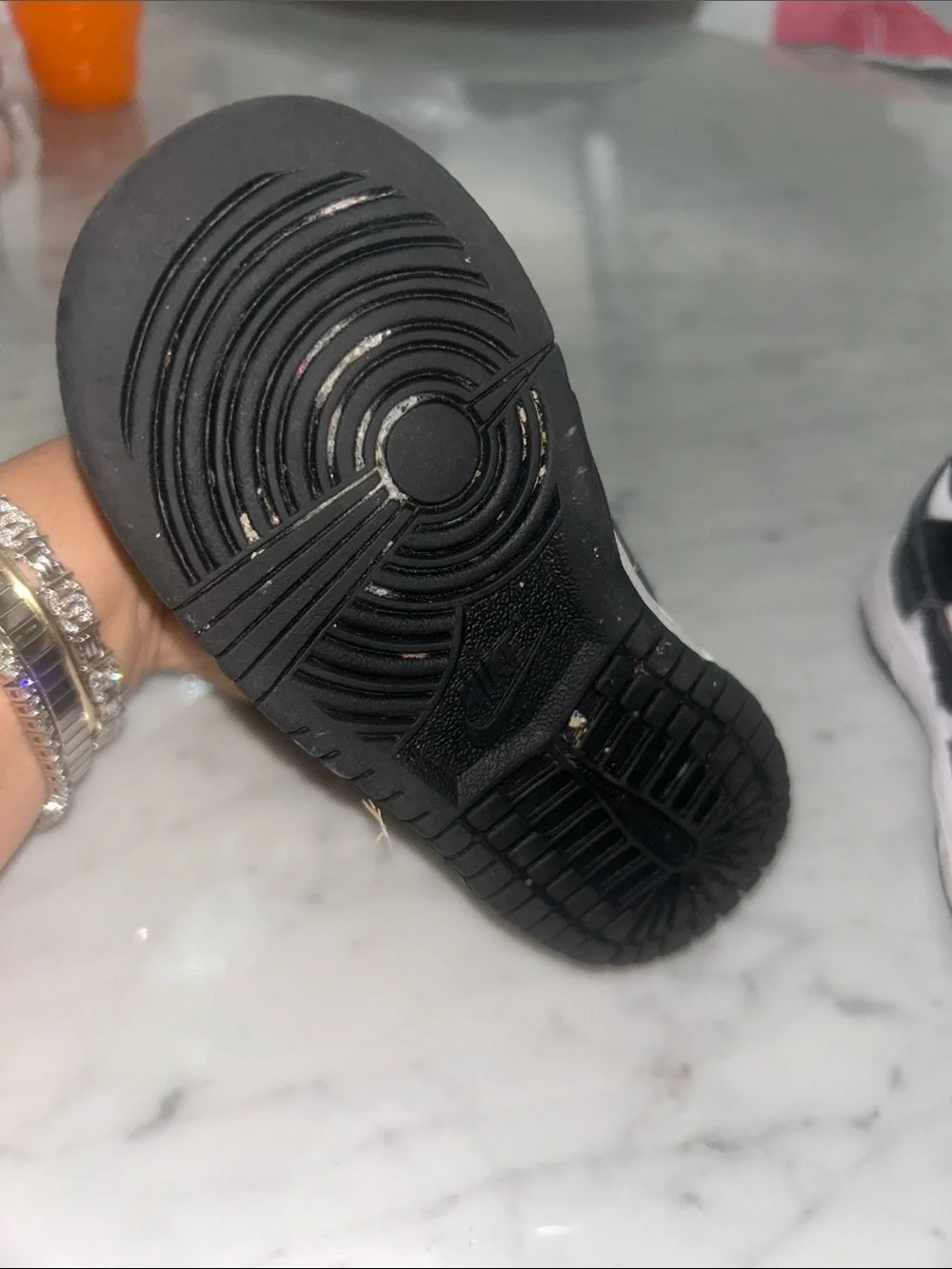 Nike Kids Black and White Panda Low-Top Sneakers Sz 7C